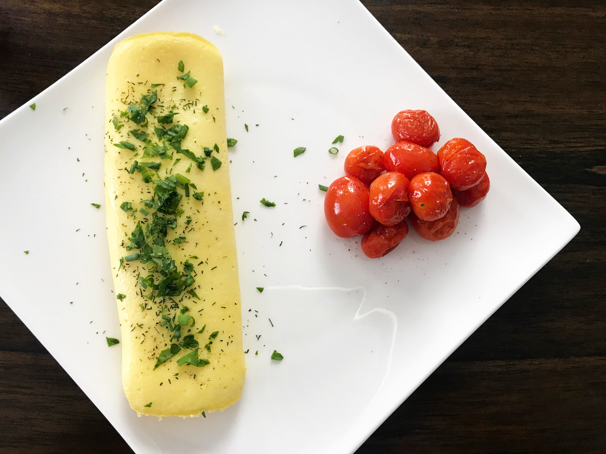 French Omelette with Blistered Tomatoes