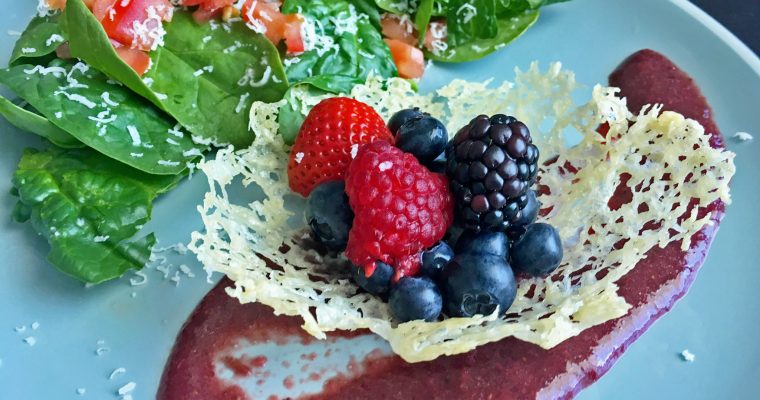 Berries in a Parmesan Cup with a Berry Gastrique